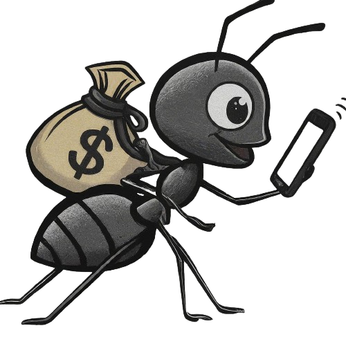 Logo of an ant carrying money